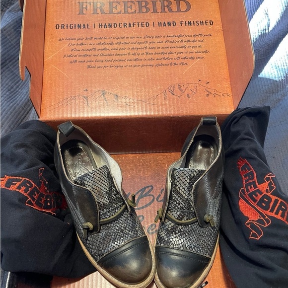 Freebird women’s Black snakeskin Leather Shoes size 7 - Picture 1 of 5